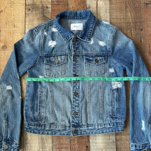 KanCan Los Angeles Distressed Denim Jacket Womens Size Medium - Picture 2 of 8
